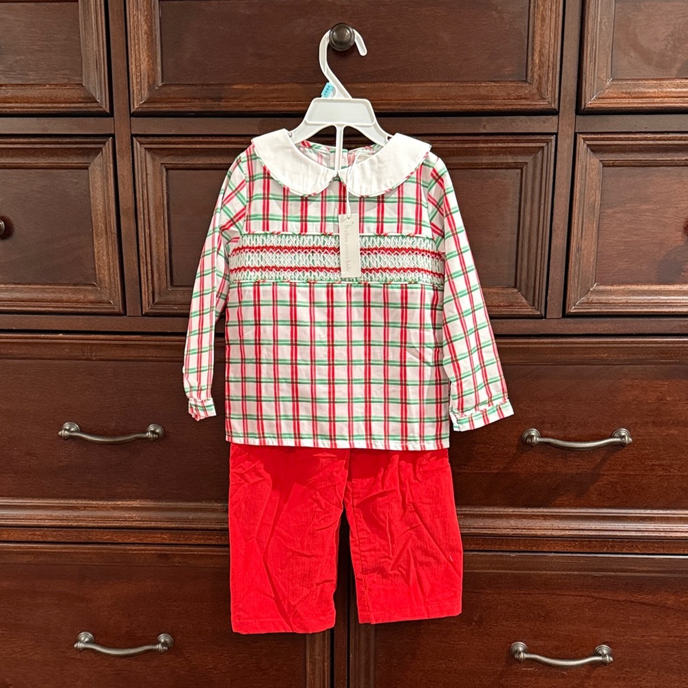 Boys 3T Christmas smocked pant set